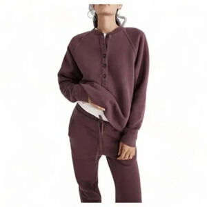 Madewell MWL Purple‎ Betterterry Henley Sweatshirt